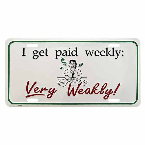 Amerikaans nummerbord - Paid Weekly