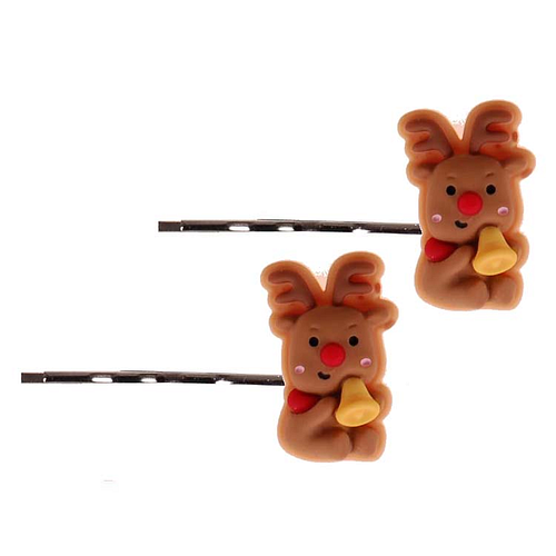 Schuifspeldjes Zilverkleurig Kerstthema - Rudolf Rendier - Set 2 Stuks - 2,5cm