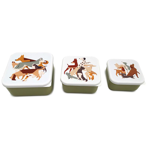Lunchbox Snackbox - Barks Honden - Set 3-delig M/L/XL Nestbaar - 6x13,5x13,5cm(XL)
