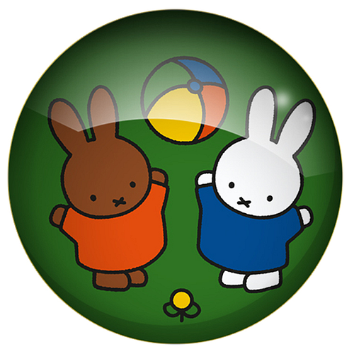 Magneet Glas - Nijntje en Nina met Bal - Groen - 4cm