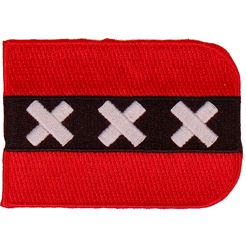 Strijkapplicatie/Patch - Vlag Schildvorm Amsterdam - 8x6cm 