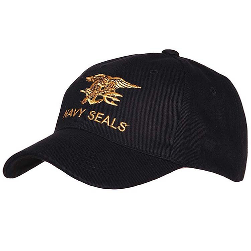 Baseballcap Navy Seals - Zwart met goud geborduurd logo