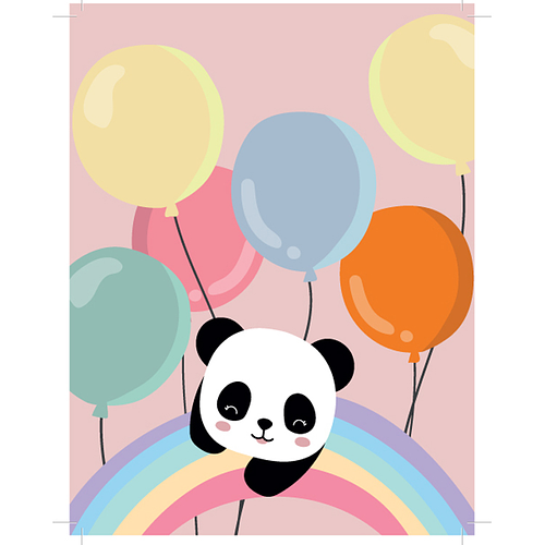 Diamond Painting Knutselset Kind 6+ - Panda Ballonnen Regenboog Cartoon - Kaart - incl. Pen - 15x20cm