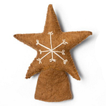 Piek Vilt - Gingerbread Ster Geborduurde Sneeuwvlok - 16x12cm - Karamelbruin/Wit - Fairtrade