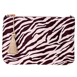 Toilettasje / Etui - Soft Touch - Zebra Print Zwart & Wit - Ritssluiting & Goudkleurig Kwastje - 18x13cm