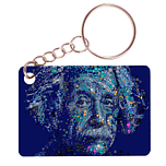 Sleutelhanger 6x4cm - Einstein - Blauw met Natuurkunde Symbolen
