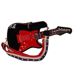 Schoudertas - Elektrische Gitaar - Zwart/Rood & Goudkleurige Accenten - PVC - 56(35)x26x7cm