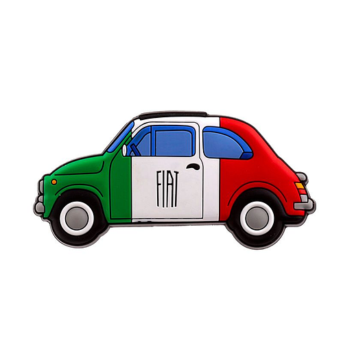 Koelkastmagneet - Fiat 500 Italiaanse Vlag - Rood/Wit/Groen - PVC - 4x8.5cm