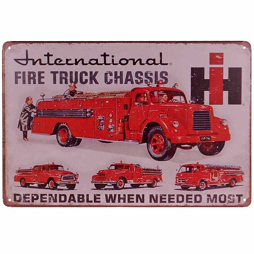 Metalen plaatje - Fire trucks 