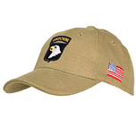 Baseball cap 101st Airborne Geborduurd Logo en Amerikaanse Vlag - Beige