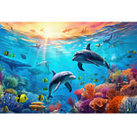 Diamond Painting Set - Dolfijnen Sealife - incl. Pen & Wax - 50 x 40 cm