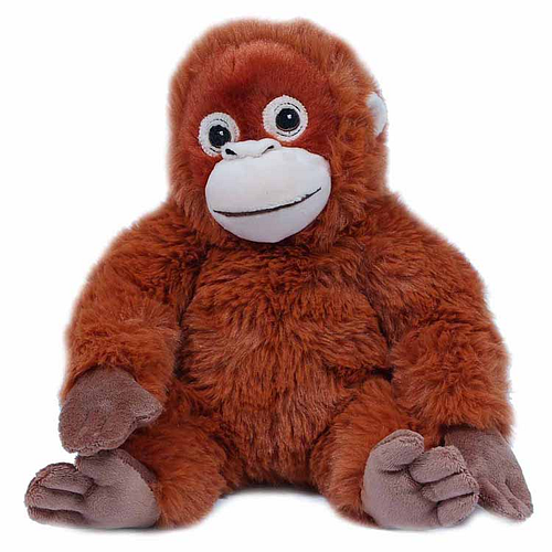 Eco Knuffel Orang - oetan - zittend - Geborduurde Ogen - 21 cm