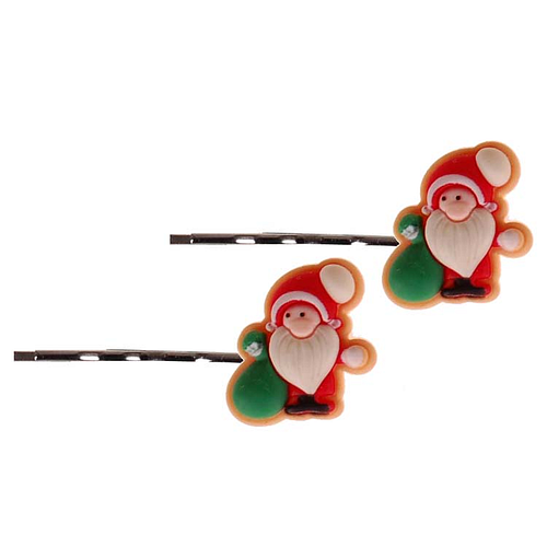 Schuifspeldjes Zilverkleurig Kerstthema - Kerstgnoom Santa - Set 2 Stuks - 2,5cm