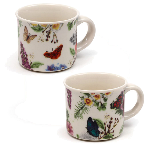 Espresso Koffiekopjes - Butterfly Meadows - Vilnders&Wilde Bloemen - Set 2 stuks - Porselein - 5x5,5cm - 100ml