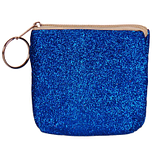 Portemonneetje rits glitters blauw - 9x10cm
