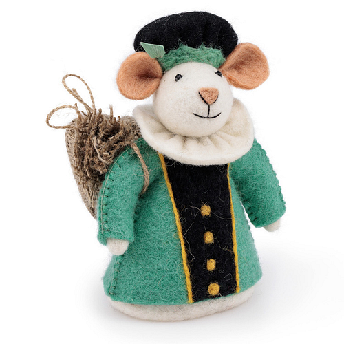 Pietermuis Vilt Fairtrade - Piet Turquoise met Jute Zak - Turquoise & Creme & Zwart - 18cm