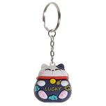 Sleutelhanger Maneki Gelukskat Zwart PVC - 4cm