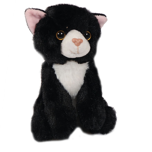 Knuffel Kat Zwart Tuxedo - 14 cm
