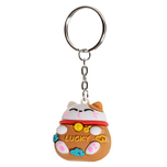 Sleutelhanger Maneki Gelukskat Bruin PVC - 4cm