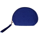 Toilettasje - Blauw Halfrond - Padded Gevoerd - Rits Afsluitbaar - Clip & Lus - 24x15x9cm