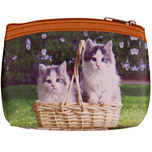 Kleine portemonnee met 2 poesjes in een mand - 11x9cm