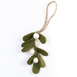 Hanger Vilt - Mistletoe Small - Groen/Wit - 8cm - Fairtrade