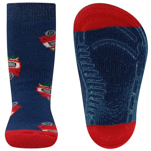 Antislipsok Ewers - Blauw en Rood met Oldtimer Camperbusje & Surfplanken