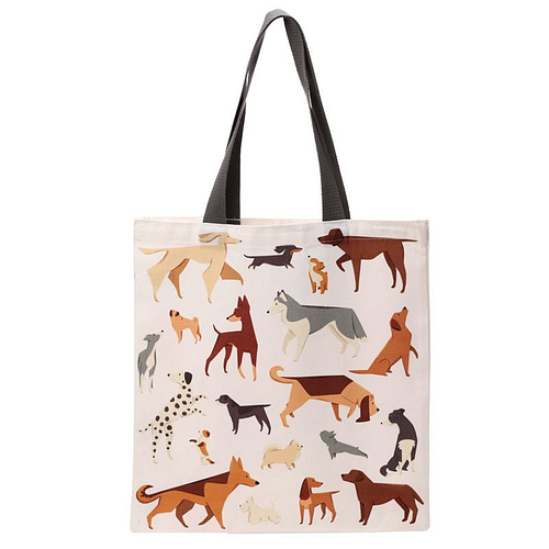 Tas Shopper - Barks Honden - Bruin&Wit&Zwart - Diverse Afbeeldingen - Polykatoen Herbruikbaar - 39.5x37.5cm