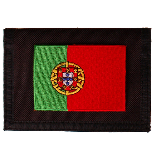 Portemonnee zwart 14x10cm - Vlag Portugal - 8x6cm 