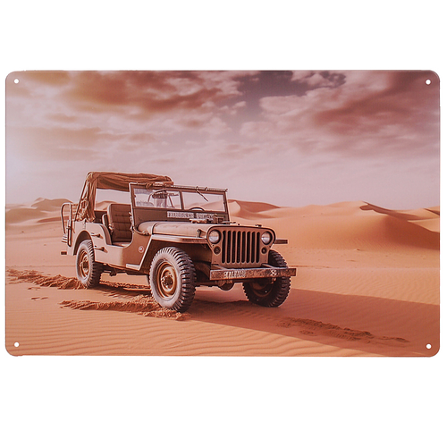 Metalen Plaatje - Willy Jeep Woestijn - 20x30cm