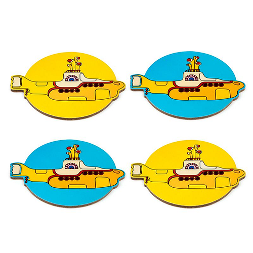 Onderzetters Set 4 Stuks - The Beatles - Yellow Submarine - 12,5x10cm