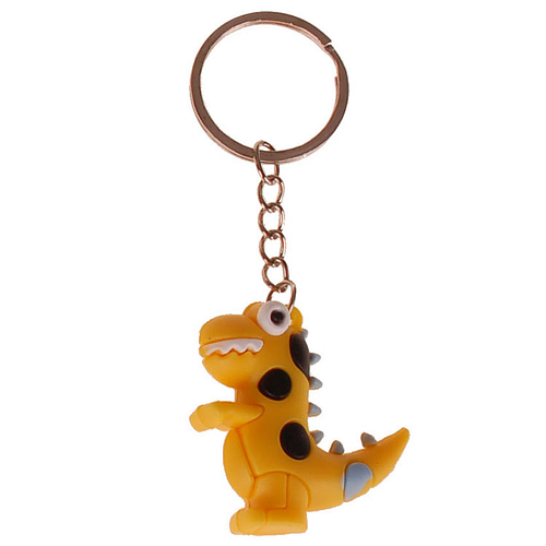 Sleutelhanger - Dinosaurus 3D Cartoon - Geel/Zwart - PVC - 4,5cm