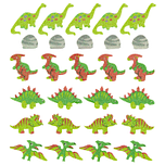 Foam Stickers - Dinosaurusen met Glitters - 27 Stuks 1.6-3.7cm- Stegosaurus & Parasaurolophus & Brontosaurus & Triceratops & Pterosaurus