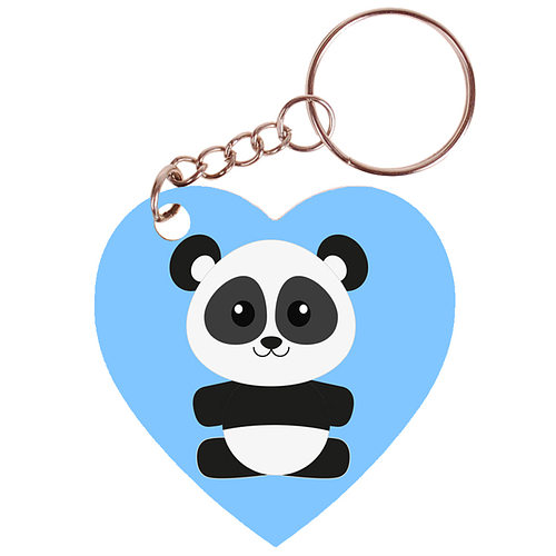 Sleutelhanger hartje 5x5cm - Dieren Getekend - Panda