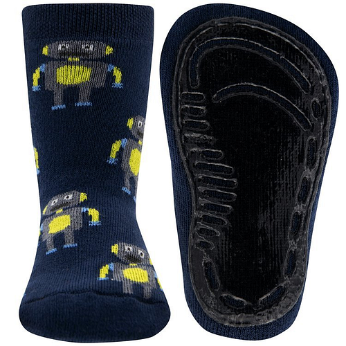 Antislipsok Donkerblauw met Grijze Robots - Ewers