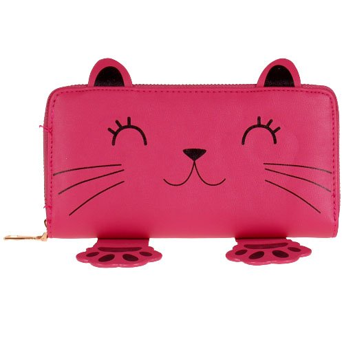 Portemonnee met Kattenkop Fuchsia - 19x10cm