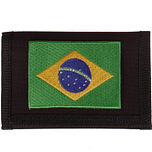 Zwarte klittenbandportemonnee 12x9cm - Applicatie 8x6cm vlag Brazilië