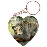 Sleutelhanger hartje 5x5cm - Tijger op Tak