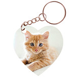 Sleutelhanger hartje 5x5cm - Kitten Rood op Witte Bank