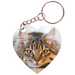Sleutelhanger hartje 5x5cm - Poes Getijger Liggend