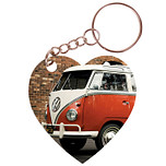Sleutelhanger hartje 5x5cm - T1 - Samba bus Rood - Oldtimer