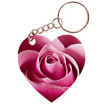 Sleutelhanger hartje 5x5cm - Roze Roos - Close up