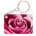 Sleutelhanger 6x4cm - Roze Roos - Close up