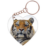 Sleutelhanger hartje 5x5cm - Tijger op Rots