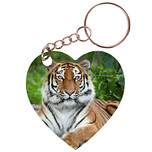 Sleutelhanger hartje 5x5cm - Tijger Liggend op Stenen