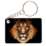 Sleutelhanger 6x4cm - Leeuw - Hoofd op Zwarte Achtergrond