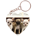 Sleutelhanger hartje 5x5cm - Chihuahuas op Piano met Bladmuziek