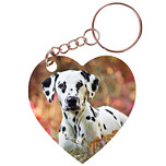 Sleutelhanger hartje 5x5cm - Dalmatier Liggend tussen Bladeren
