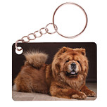 Sleutelhanger 6x4cm - Chowchow Hond Liggend op Houten vloer