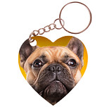 Sleutelhanger hartje 5x5cm - Franse Bulldog Bruin 
